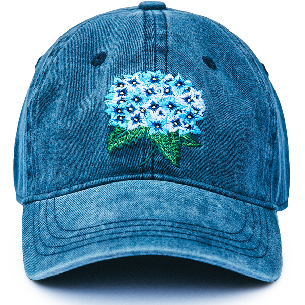 KJP Hydrangea Bloom Embroidered Twill Ball Cap in Navy Blue – Kiel