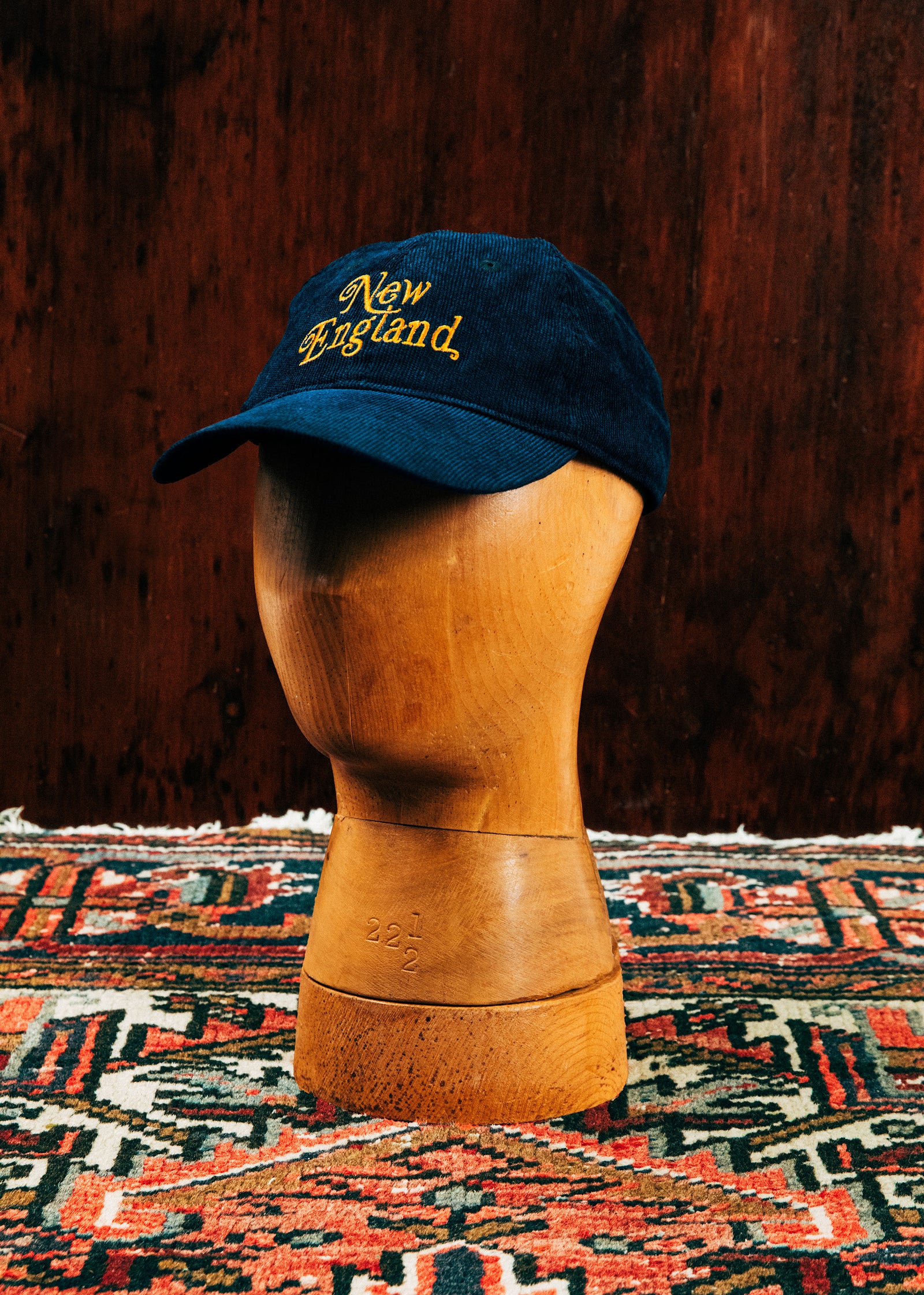 KJP New England Classic Embroidered Corduroy Ball Cap in Navy Blue