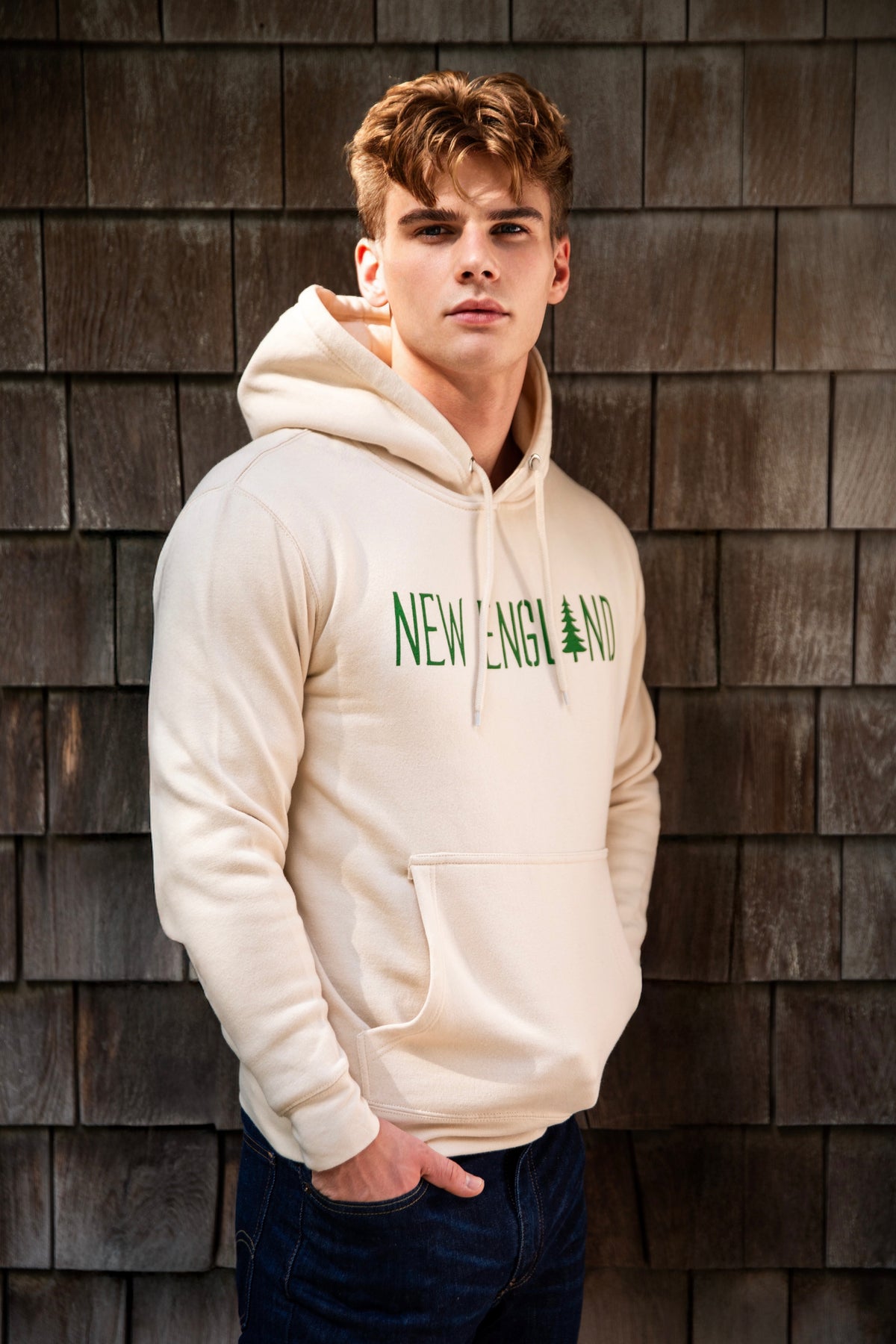 New England Pine Hoodie in Cream