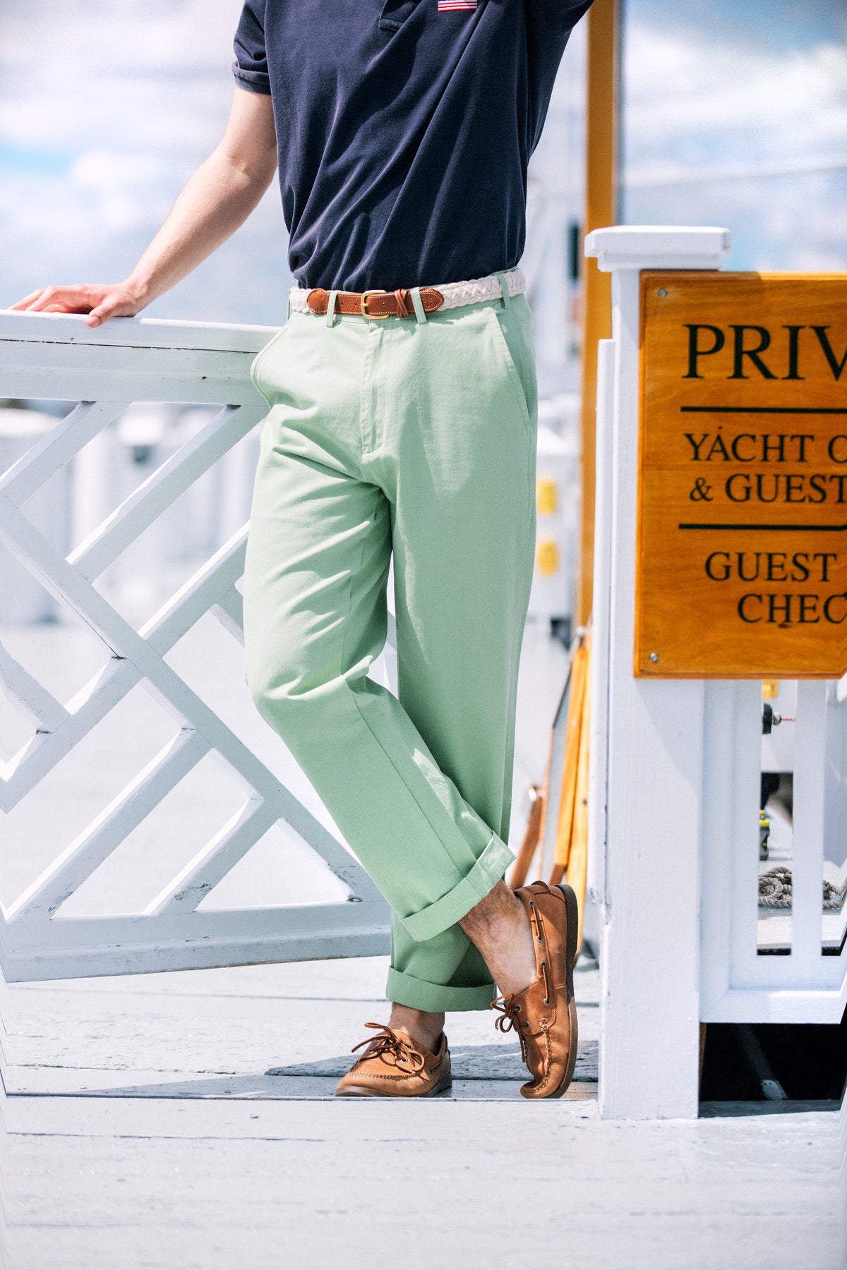 Newport Chino Pants in Sea Green