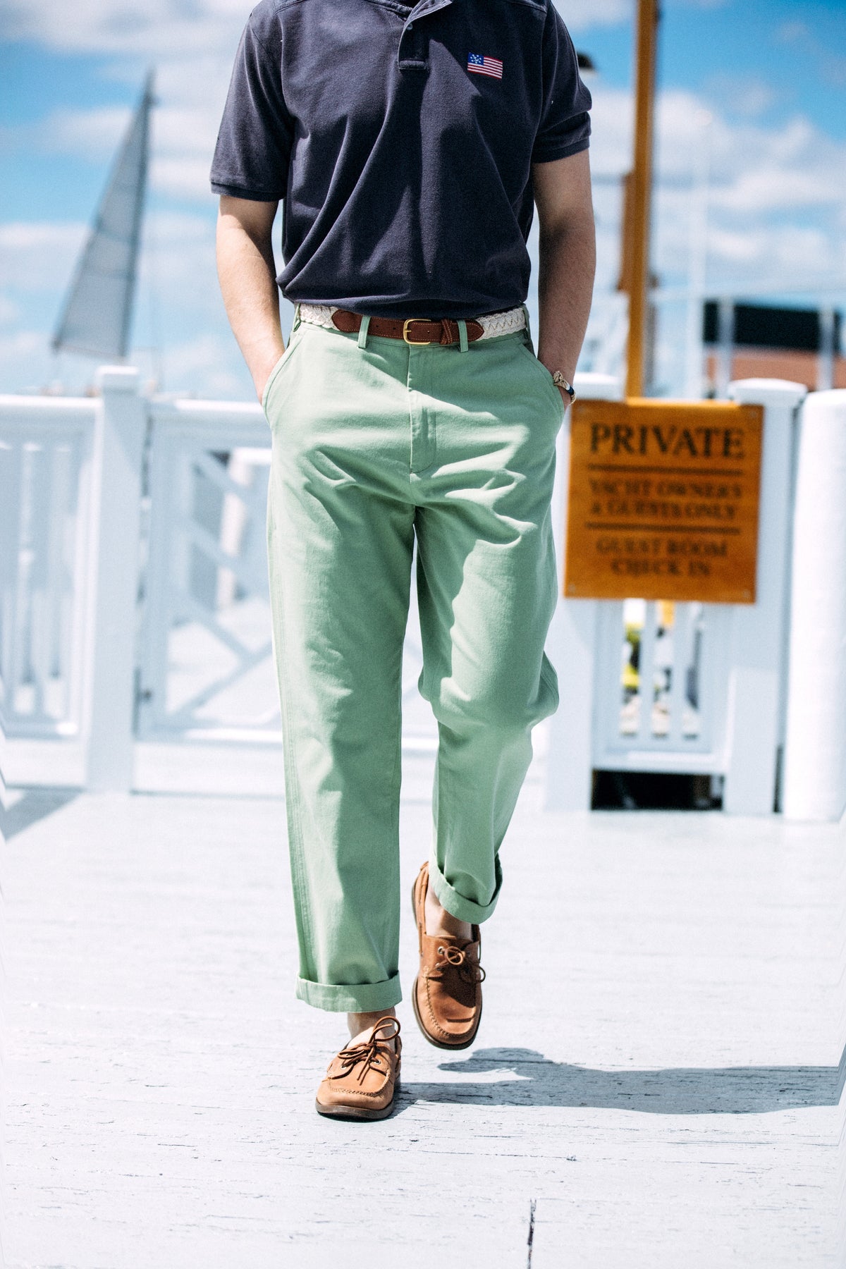 Newport Chino Pants in Sea Green