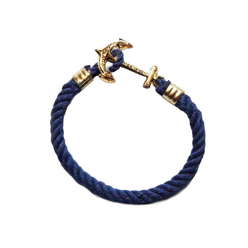 KJP North Star Nautical Cord Bracelet with Anchor Clasp in Navy