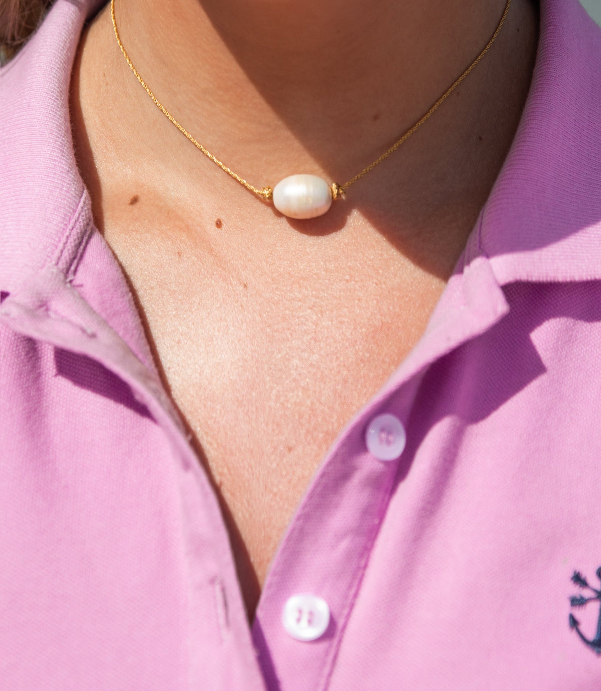 Golden Tide Pearl Knot Necklace