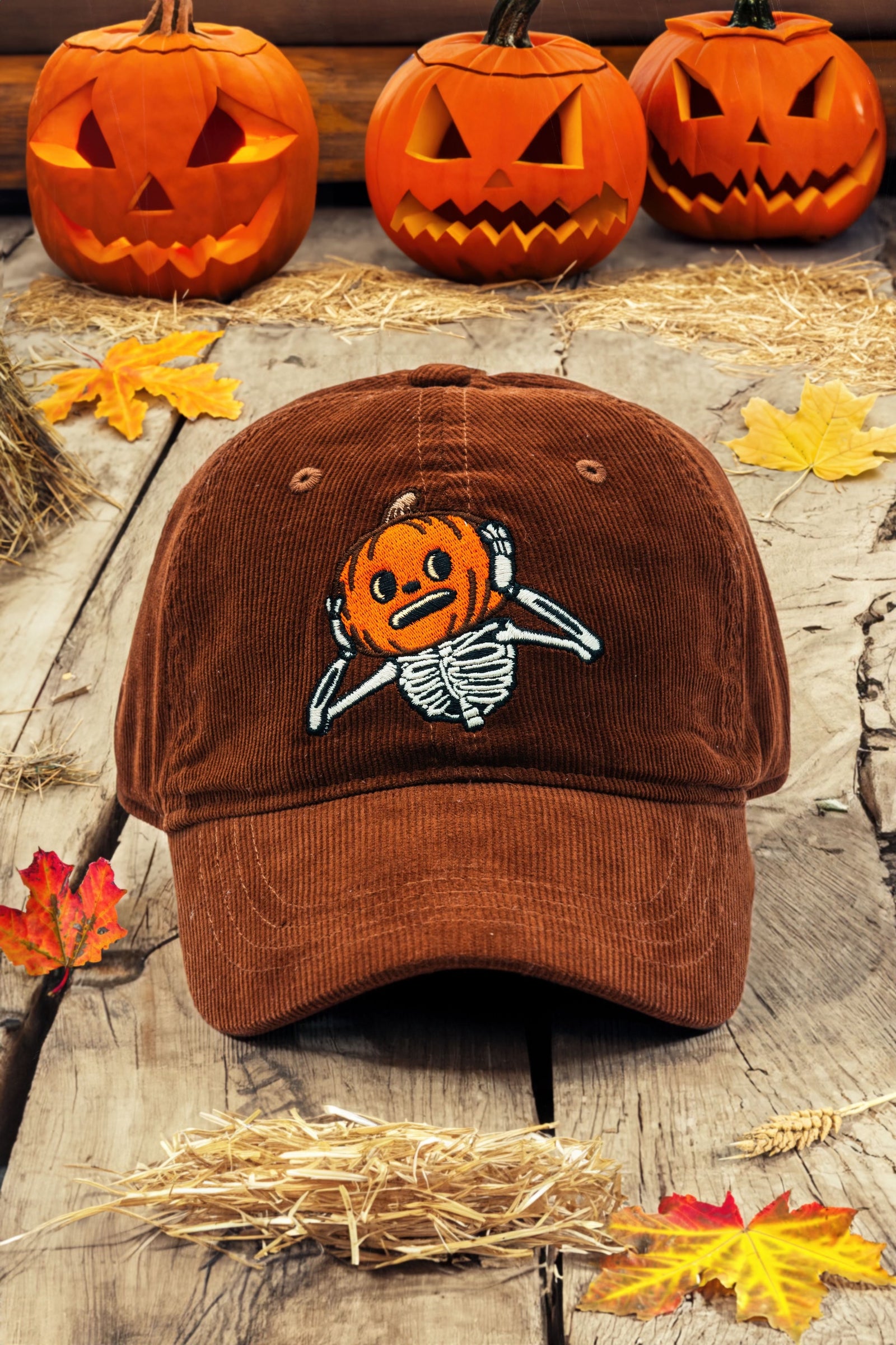 KJP Oh My Gourd Embroidered Corduroy Ball Cap in Brown – Kiel