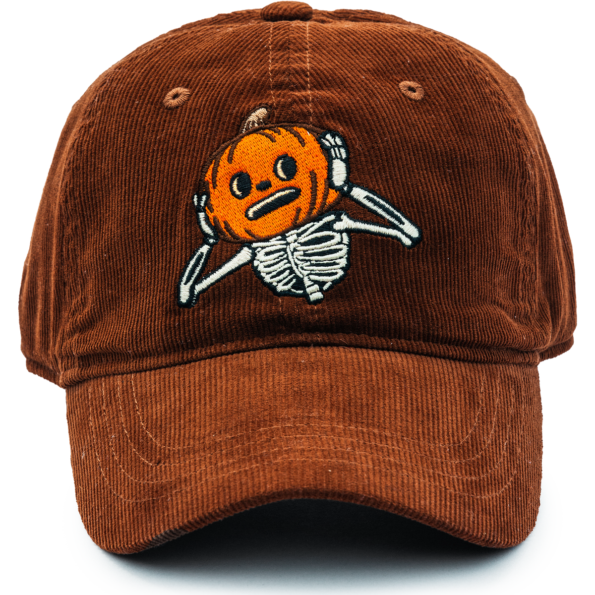 KJP Oh My Gourd Embroidered Corduroy Ball Cap in Brown