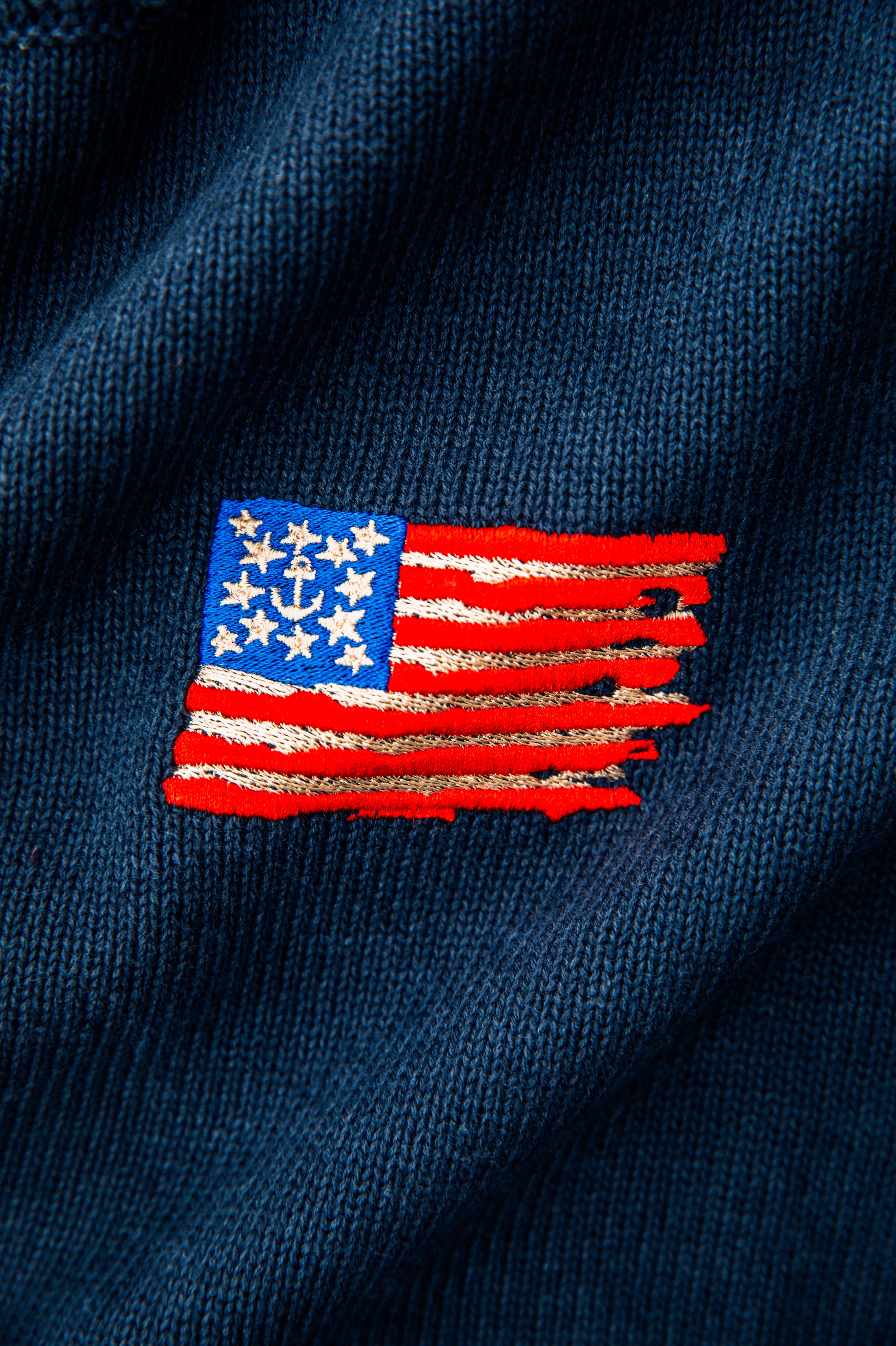 KJP Men's Old Glory Flag Embroidered Crewneck Sweater