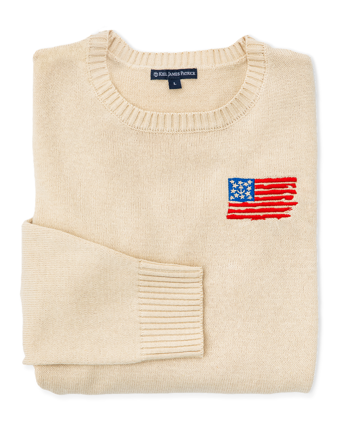 KJP Men's Old Glory Flag Embroidered Crewneck Sweater