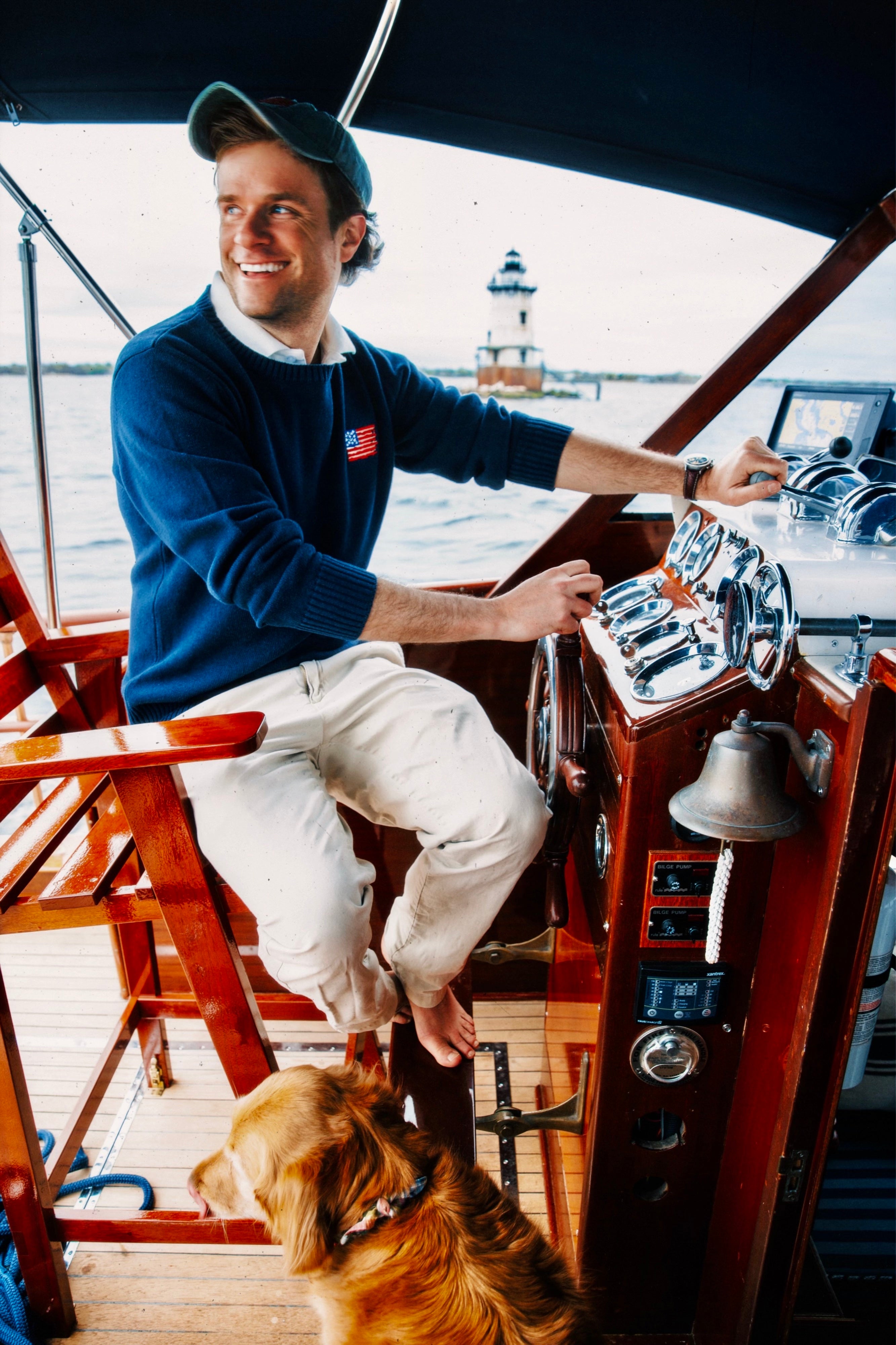 KJP Men's Old Glory Flag Embroidered Crewneck Sweater