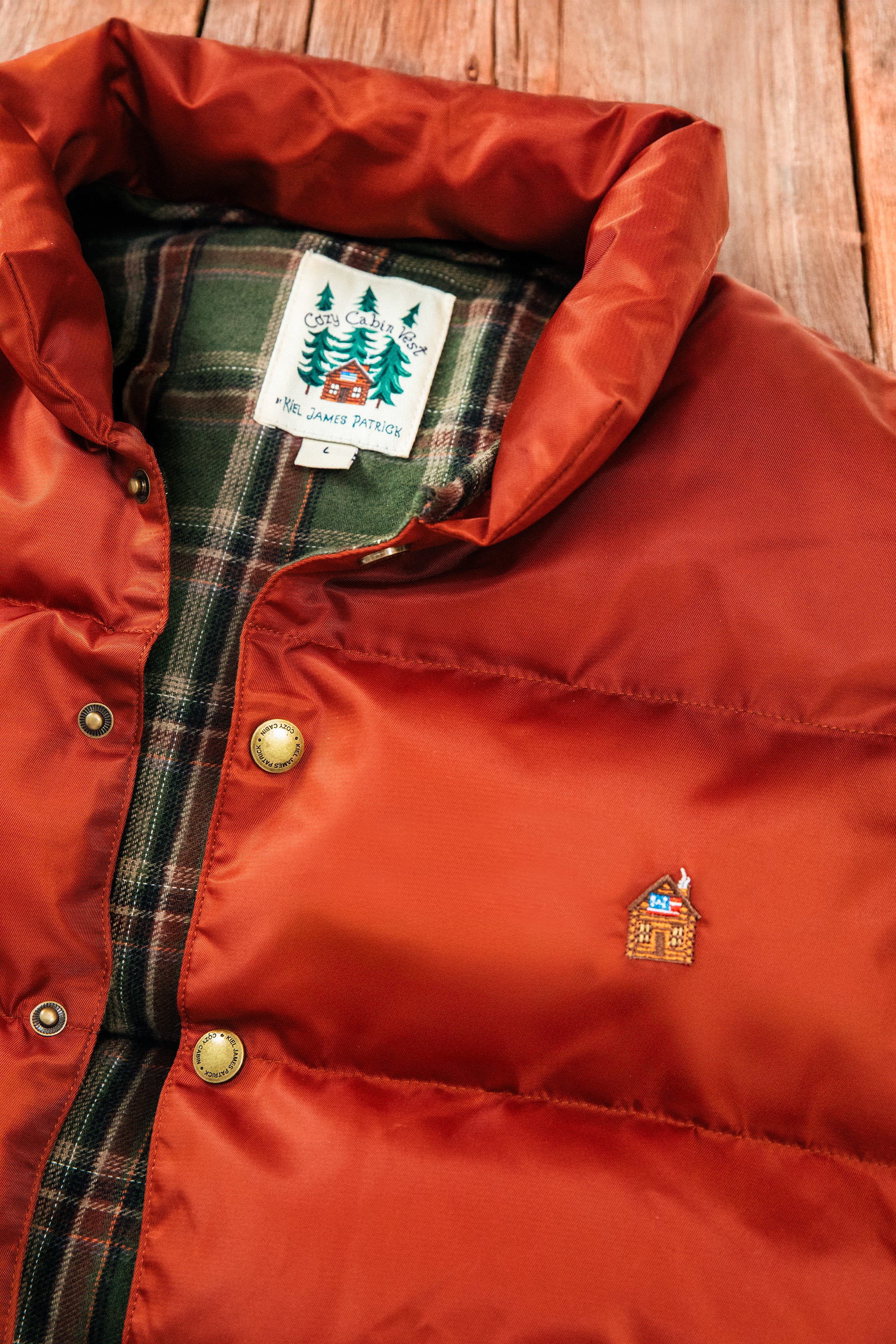 Cozy Cabin Puffer Vest in Rust