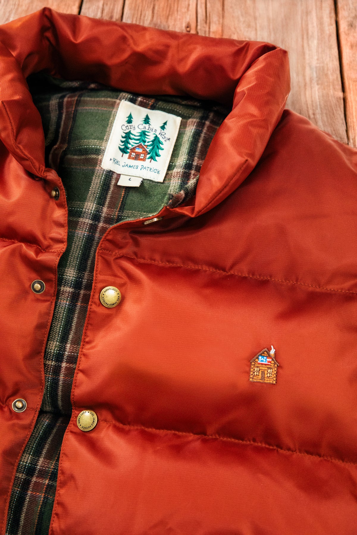 Cozy Cabin Puffer Vest in Rust