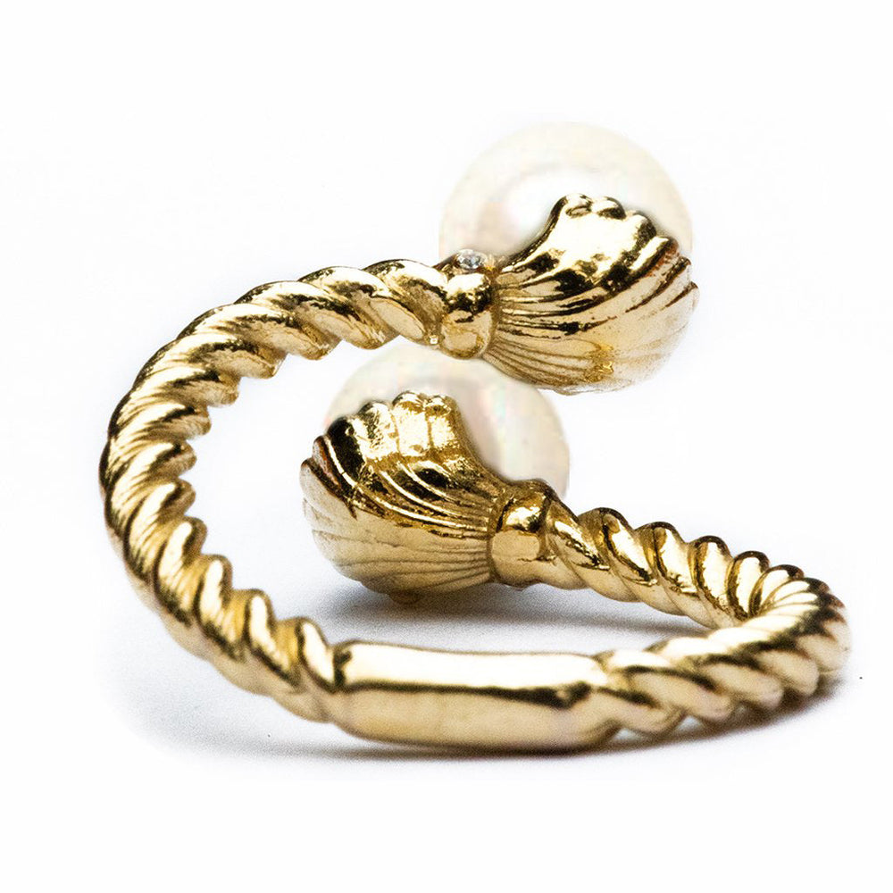 KJP Oysters Rockefeller Twisted Gold Rope Pearl Ring – Kiel