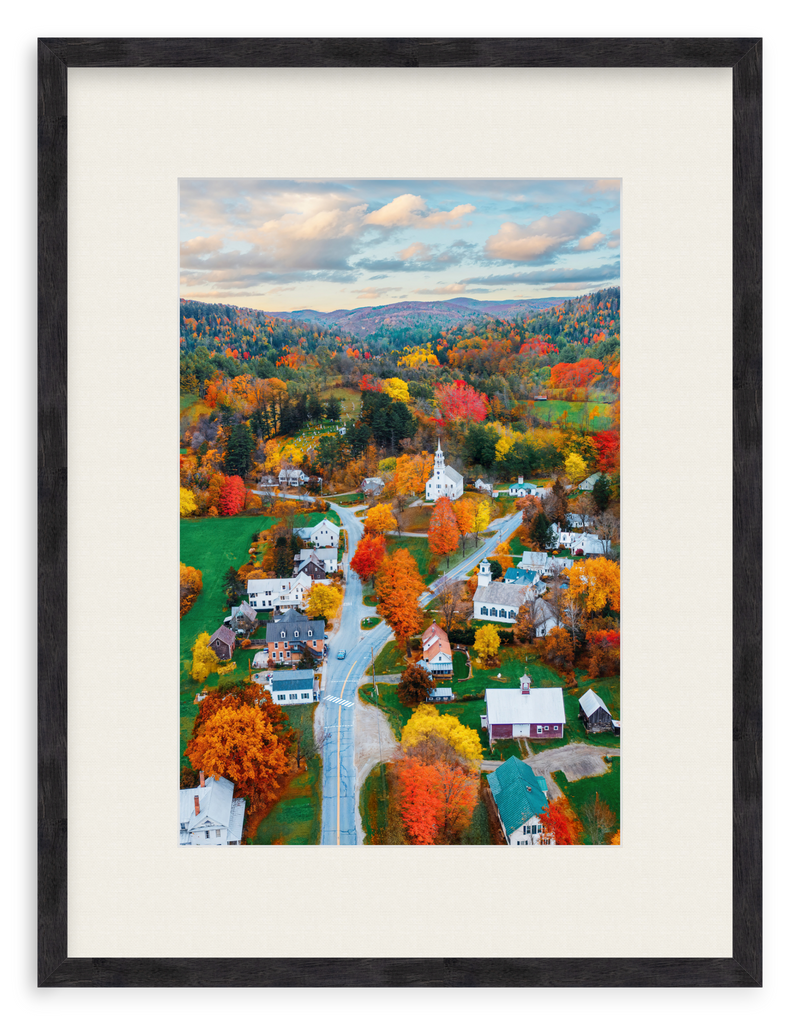 Fall Town Charm Framed Art Print