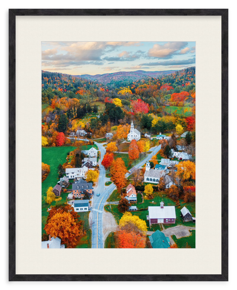 Fall Town Charm Framed Art Print