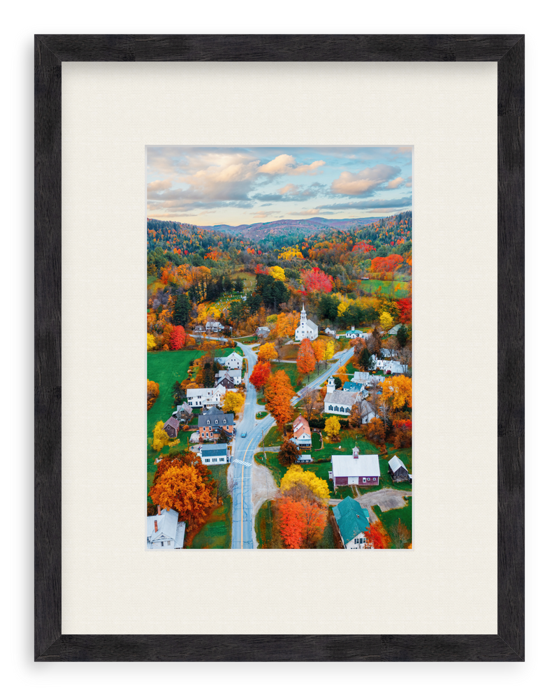 Fall Town Charm Framed Art Print