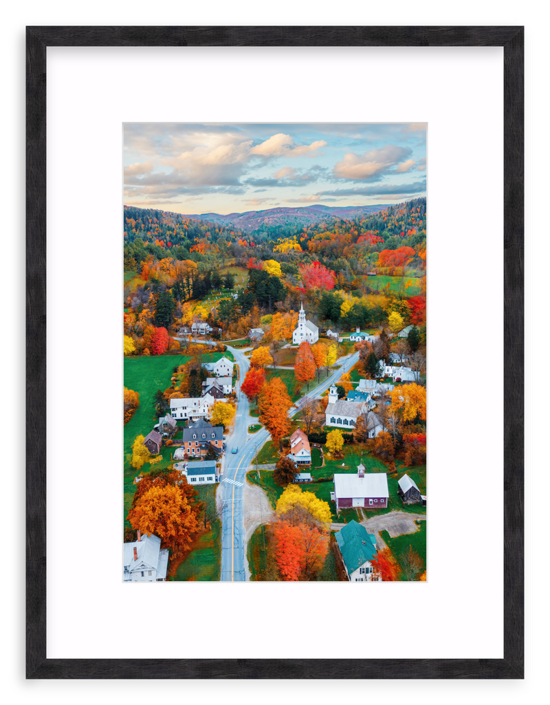 Fall Town Charm Framed Art Print