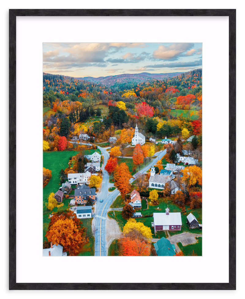 Fall Town Charm Framed Art Print