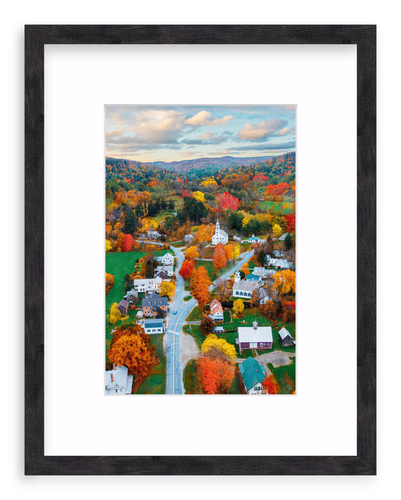 Fall Town Charm Framed Art Print