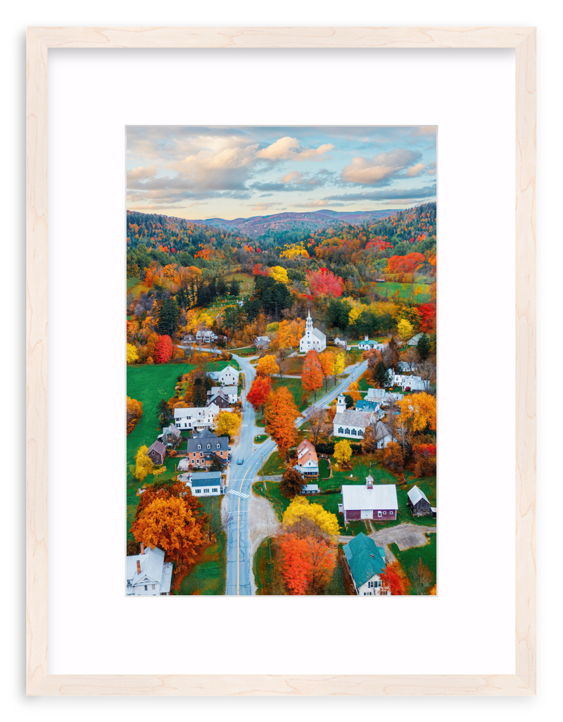 Fall Town Charm Framed Art Print