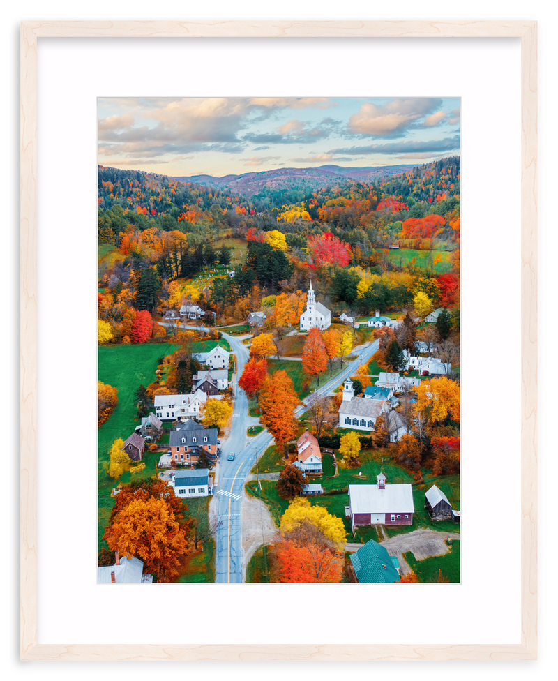 Fall Town Charm Framed Art Print
