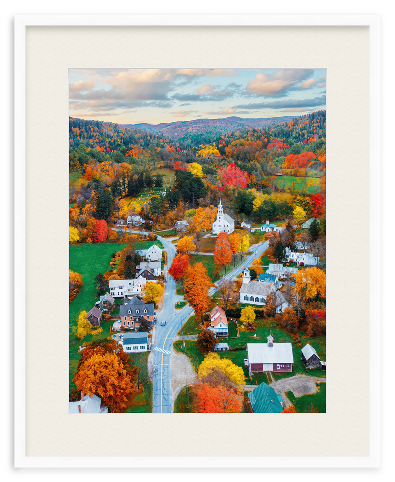 Fall Town Charm Framed Art Print