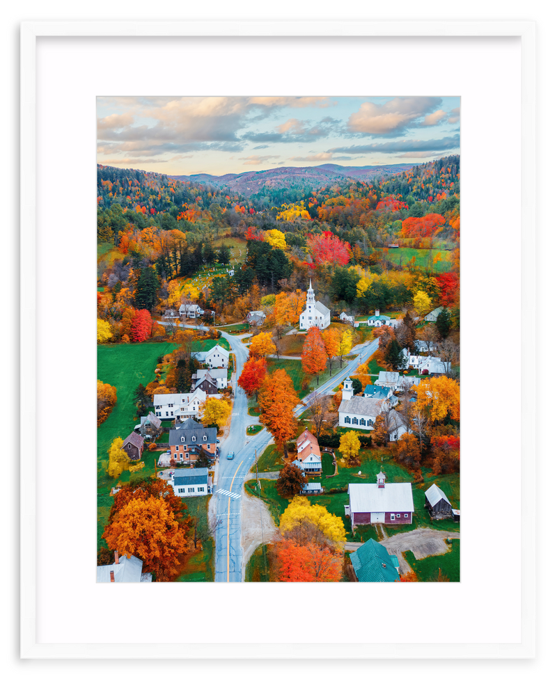Fall Town Charm Framed Art Print