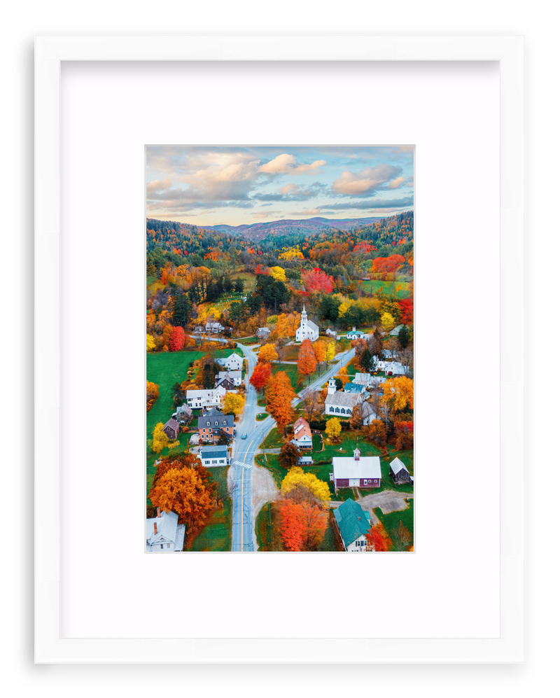 Fall Town Charm Framed Art Print