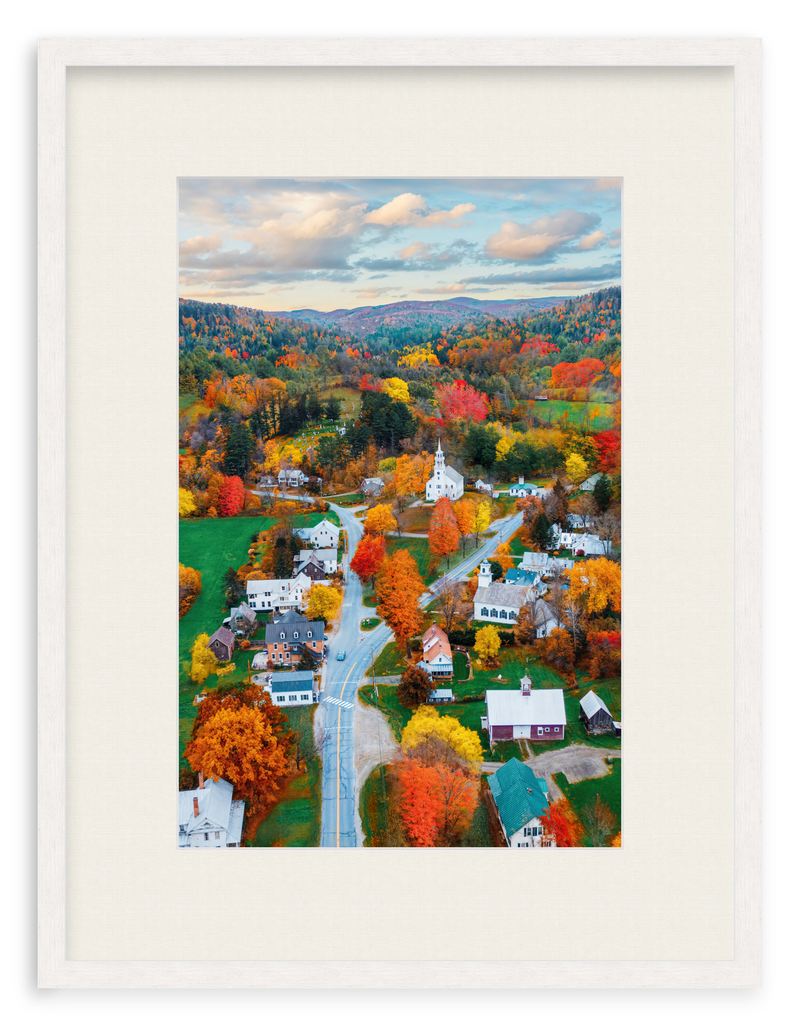 Fall Town Charm Framed Art Print