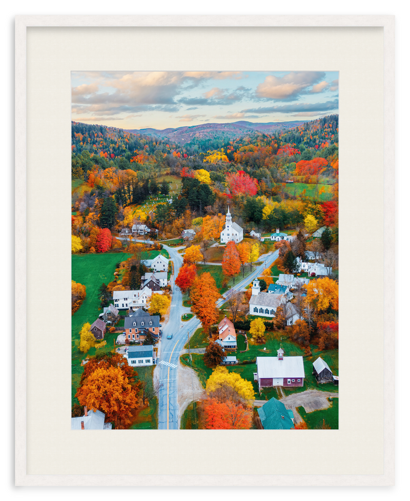 Fall Town Charm Framed Art Print