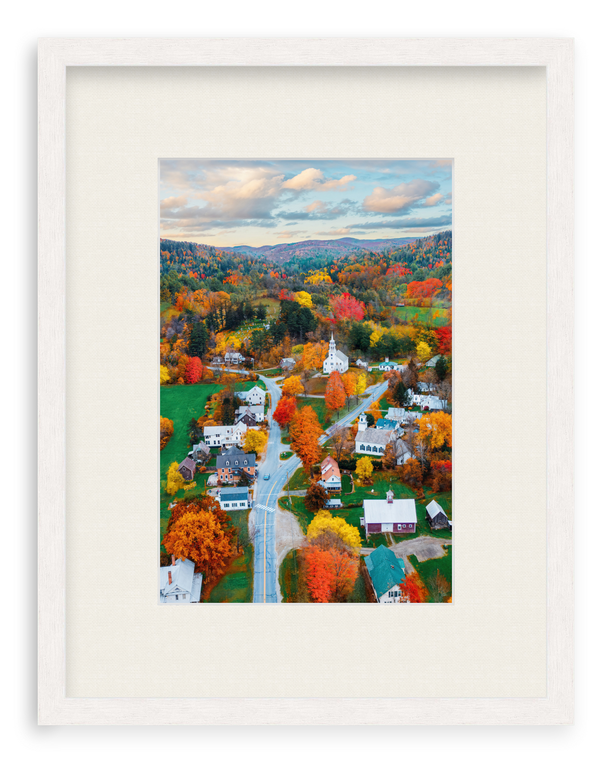 Fall Town Charm Framed Art Print