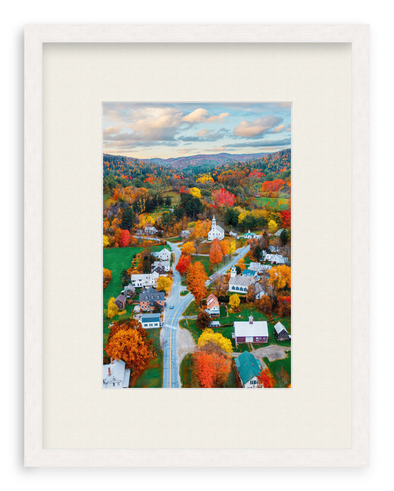 Fall Town Charm Framed Art Print