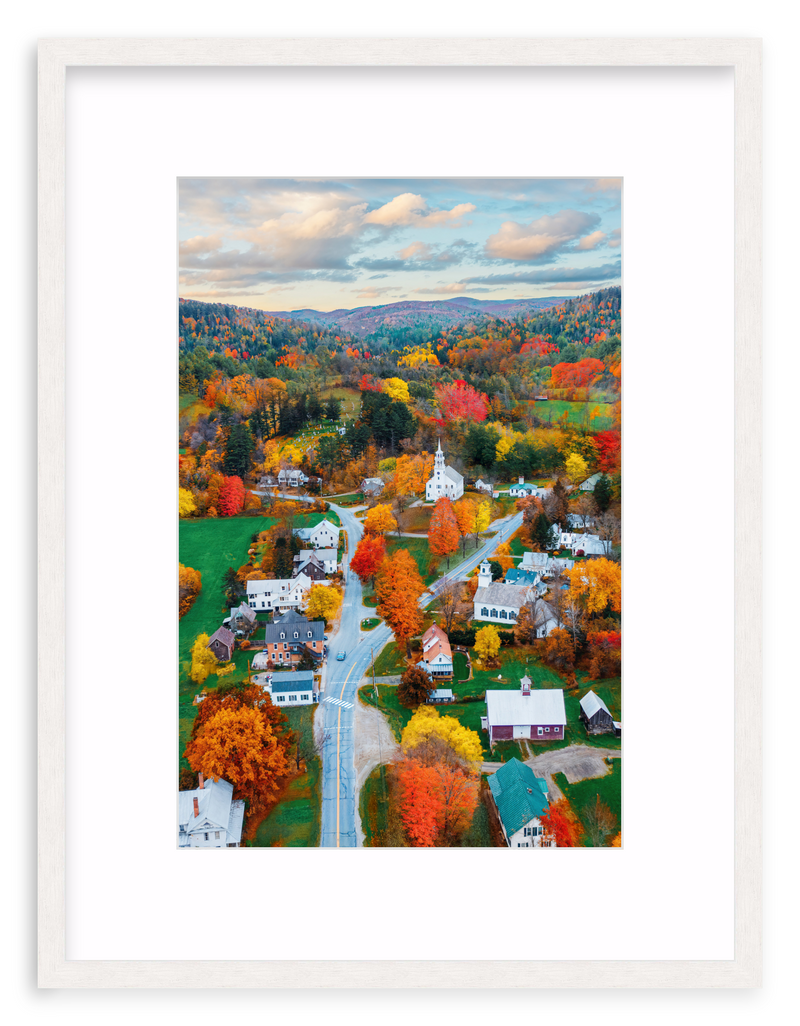 Fall Town Charm Framed Art Print