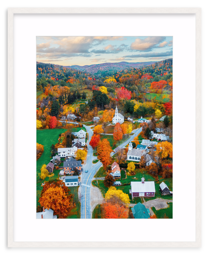 Fall Town Charm Framed Art Print