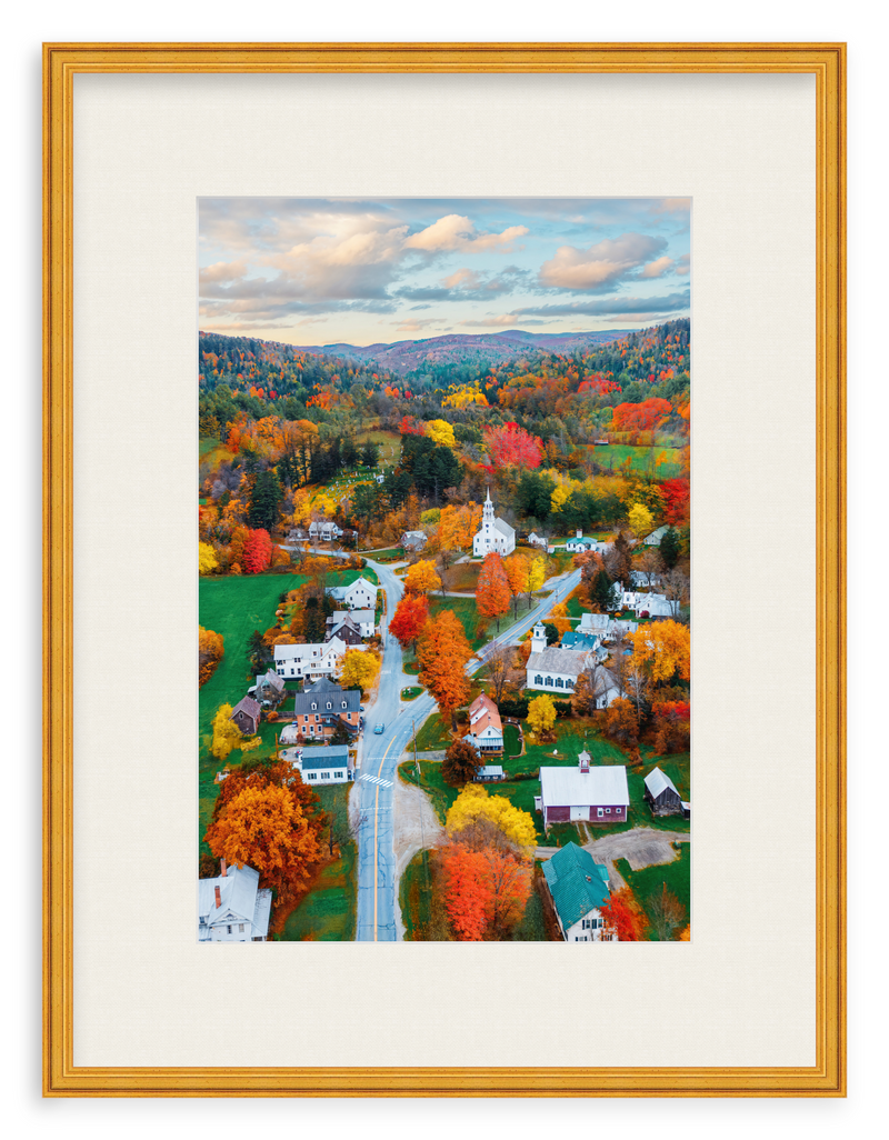Fall Town Charm Framed Art Print