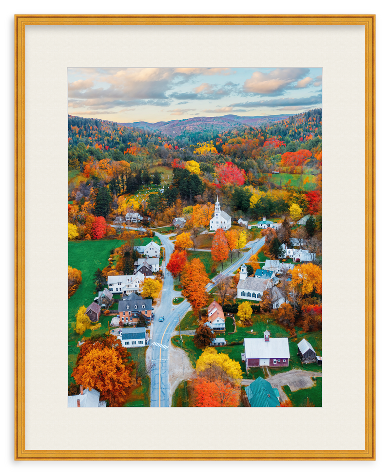 Fall Town Charm Framed Art Print