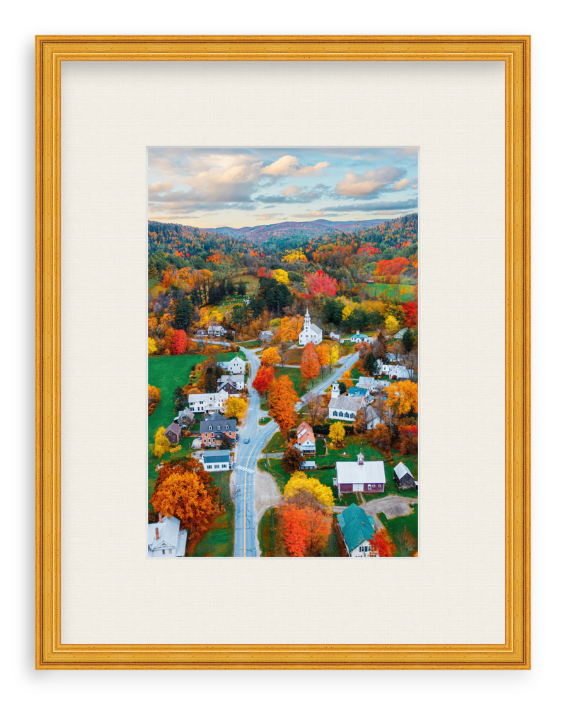 Fall Town Charm Framed Art Print