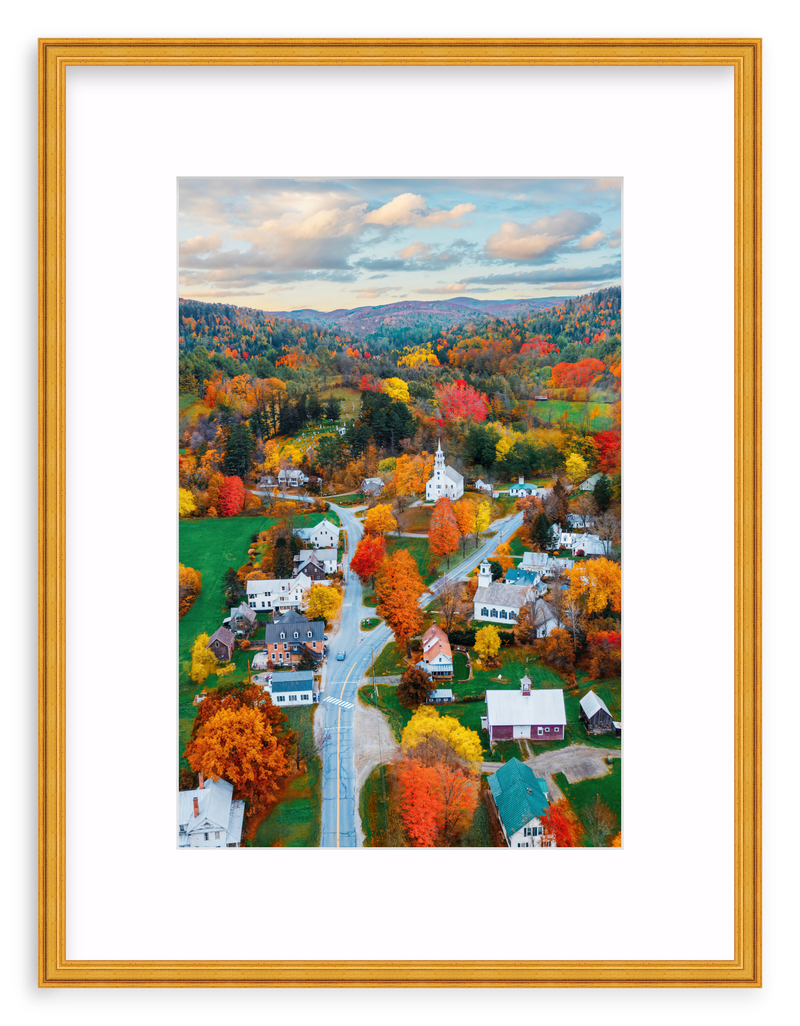 Fall Town Charm Framed Art Print
