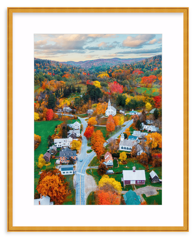 Fall Town Charm Framed Art Print