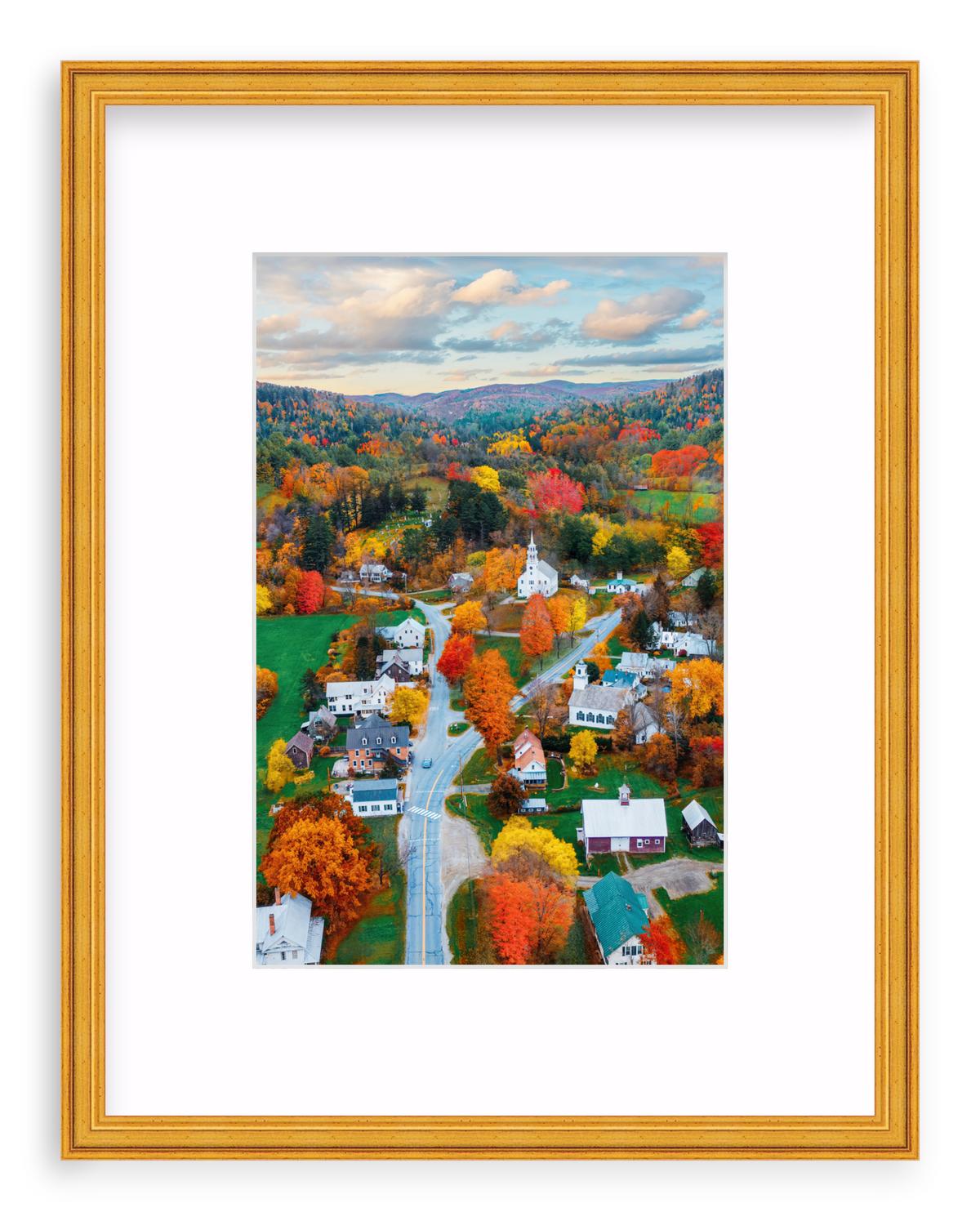 Fall Town Charm Framed Art Print