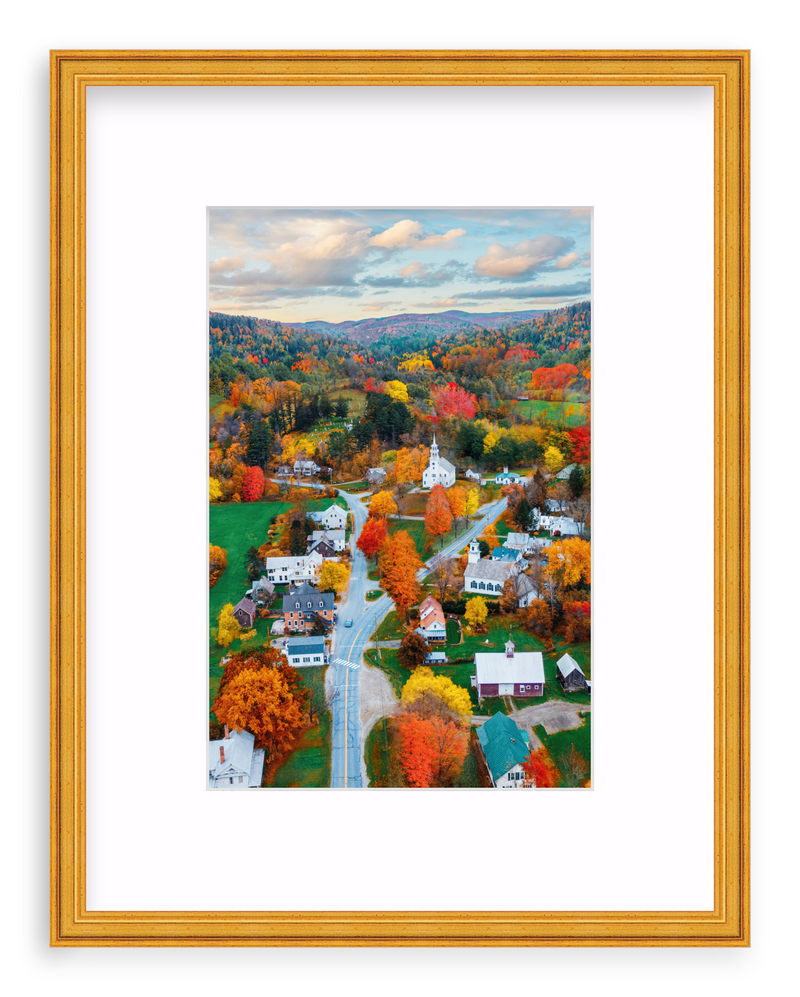 Fall Town Charm Framed Art Print