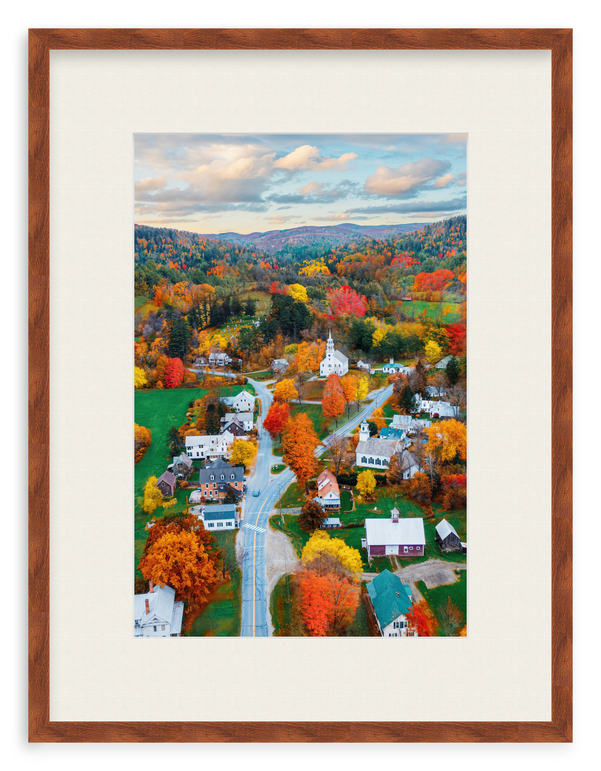 Fall Town Charm Framed Art Print