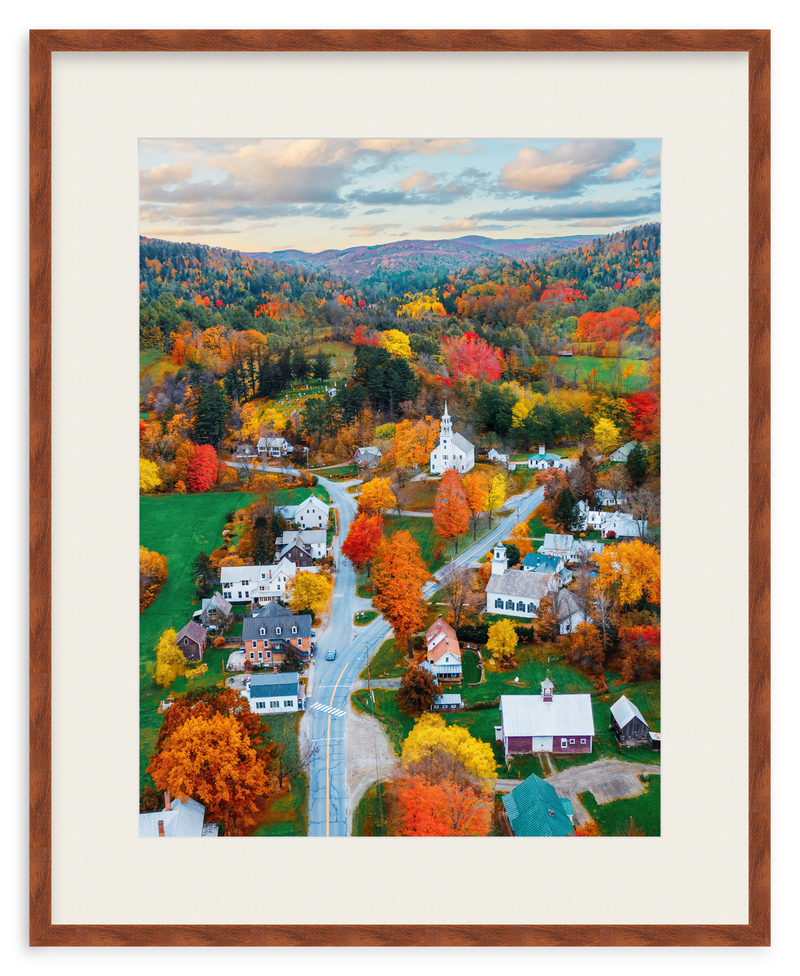 Fall Town Charm Framed Art Print