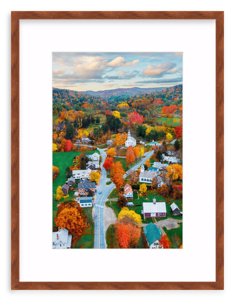 Fall Town Charm Framed Art Print
