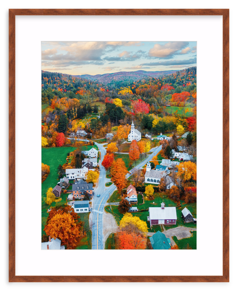 Fall Town Charm Framed Art Print
