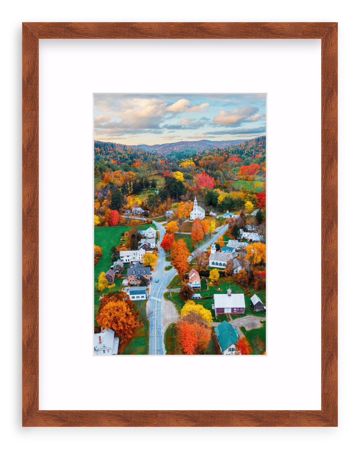 Fall Town Charm Framed Art Print