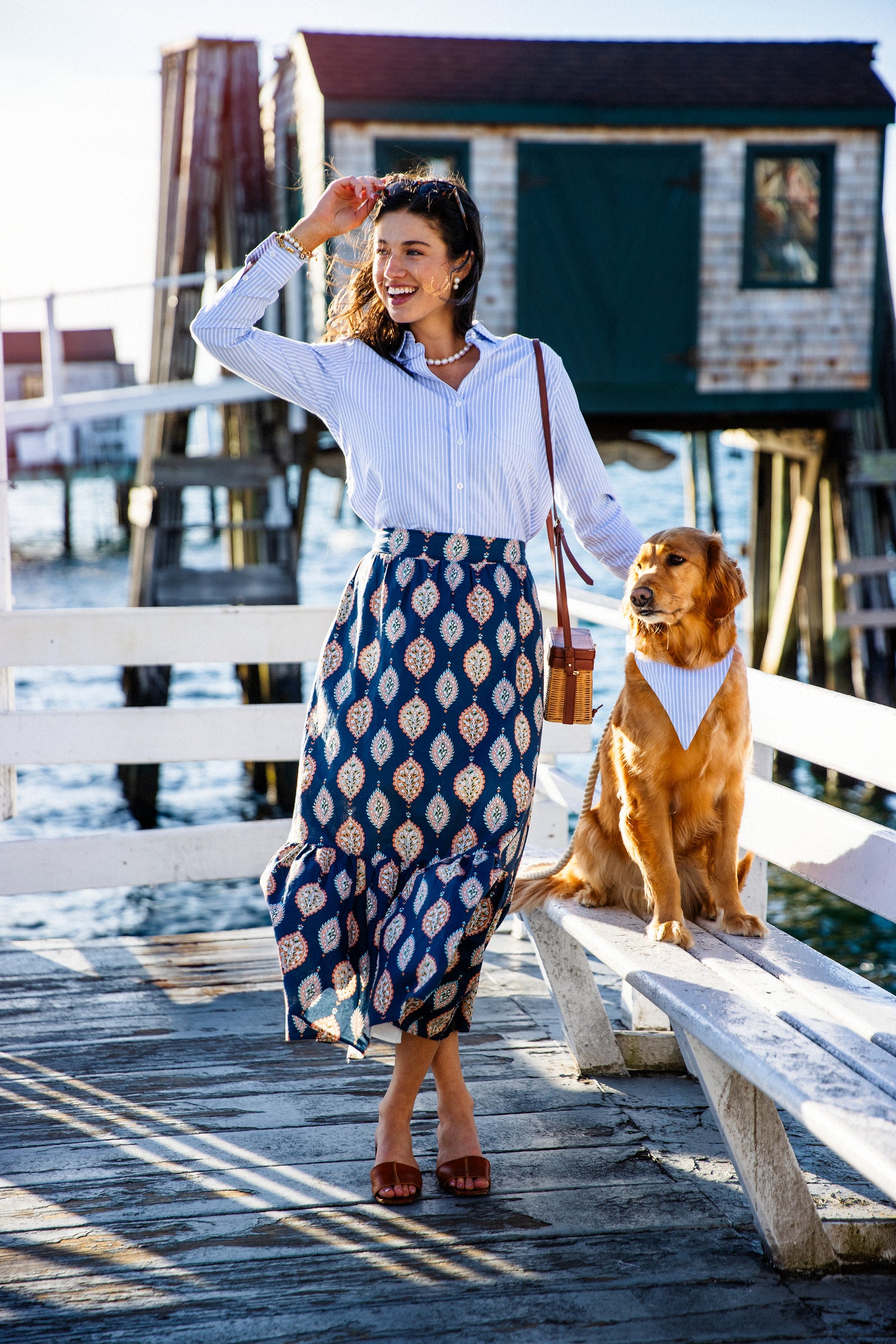 KJP Women's Paisley Garden Maxi Skirt in Navy Blue – Kiel James