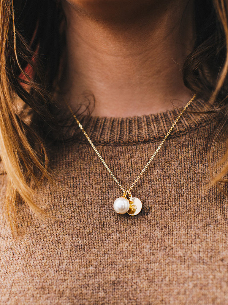 World's Your Oyster Engravable Gold Graduation Necklace
