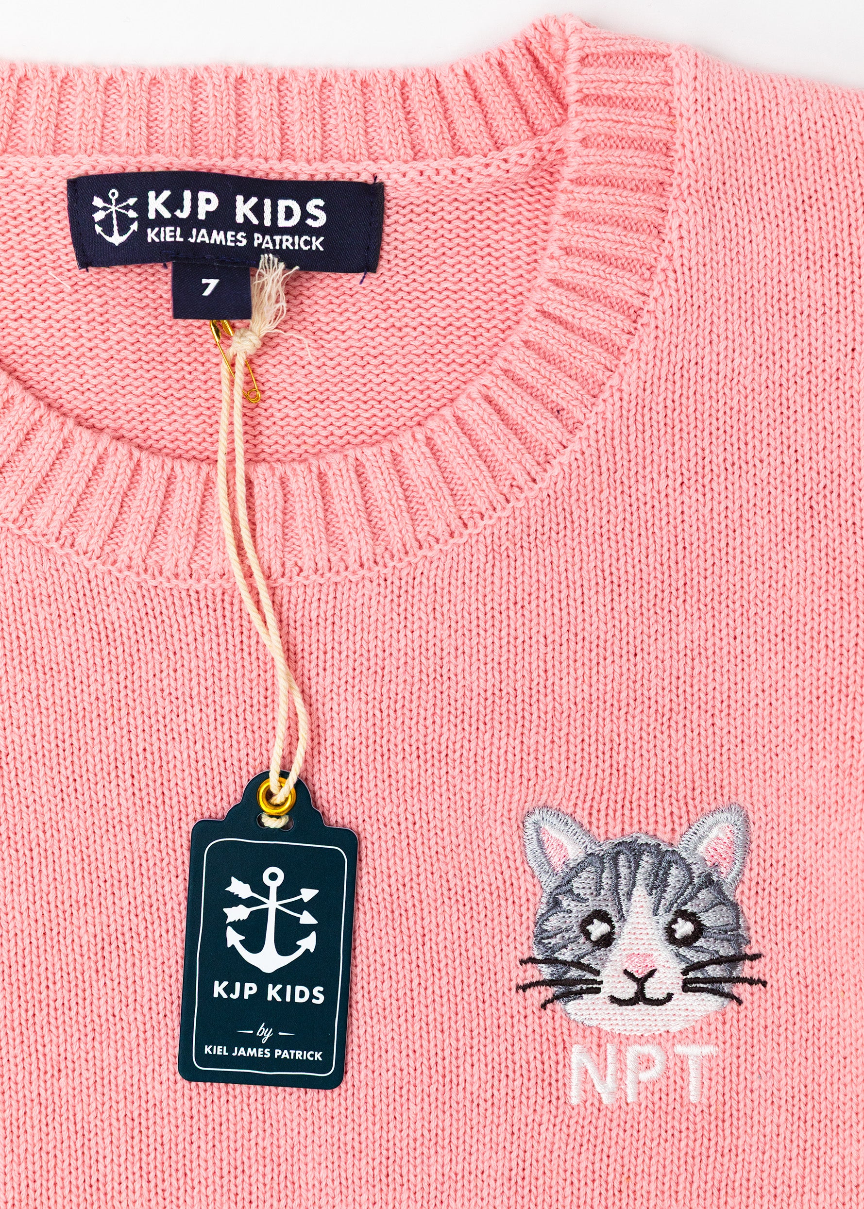 Cat Embroidered Monogram Kids Sweater