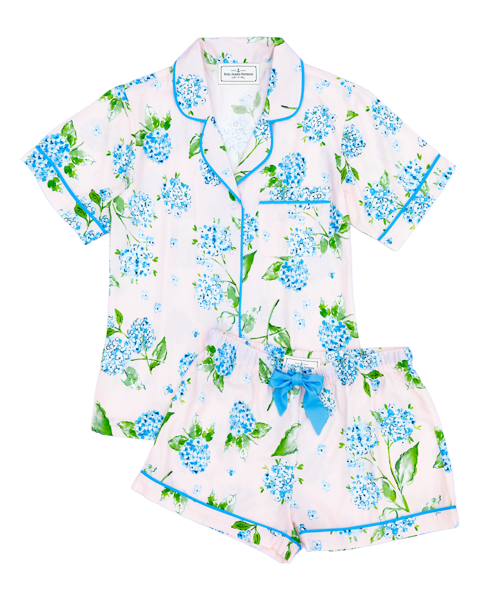 KJP Women's Hydrangea Short Sleeve Pajama Set with Drawstring