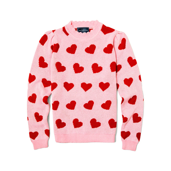 Pink Heart Scalloped Sweater