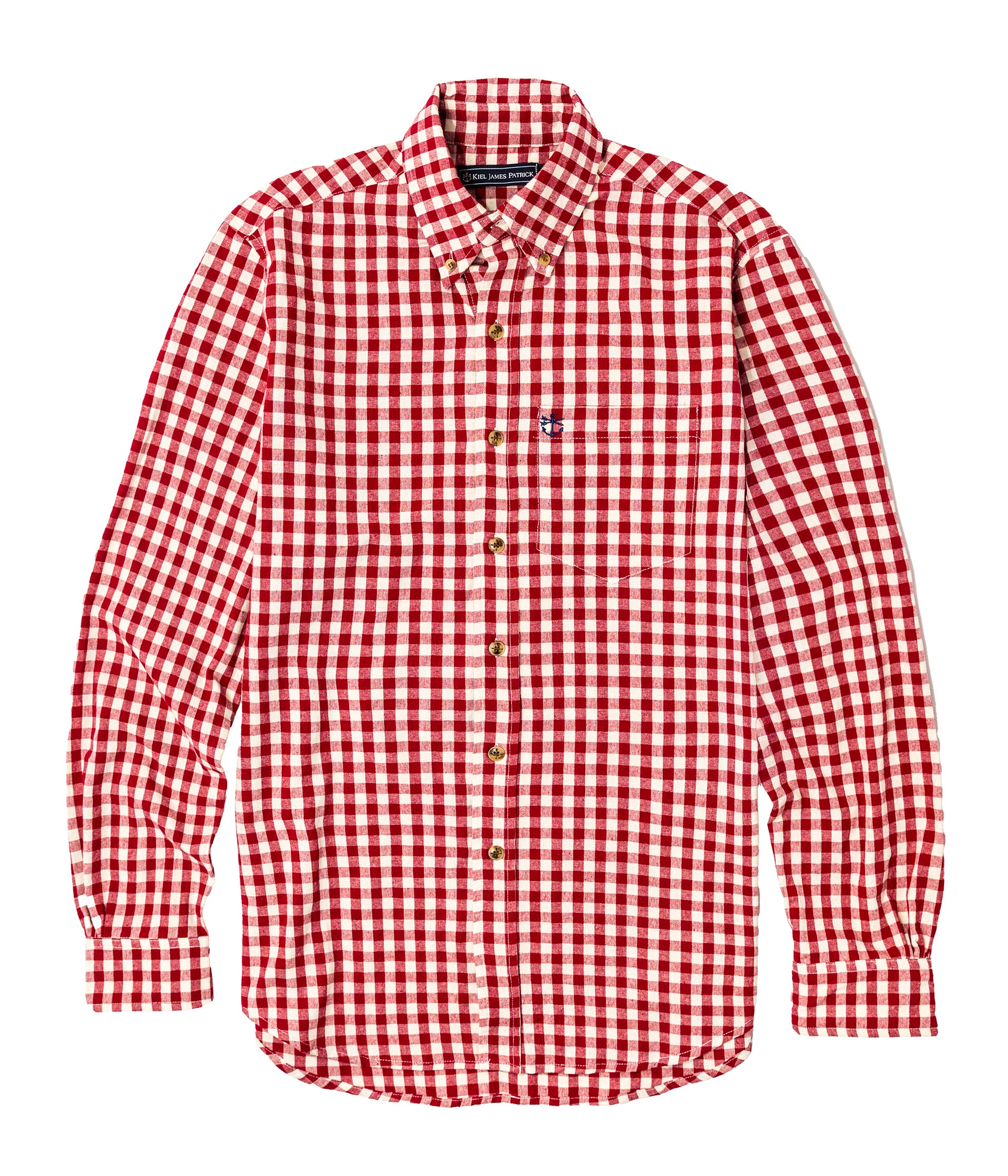 KJP Men's Regatta Gingham Long Sleeve Shirt in Red